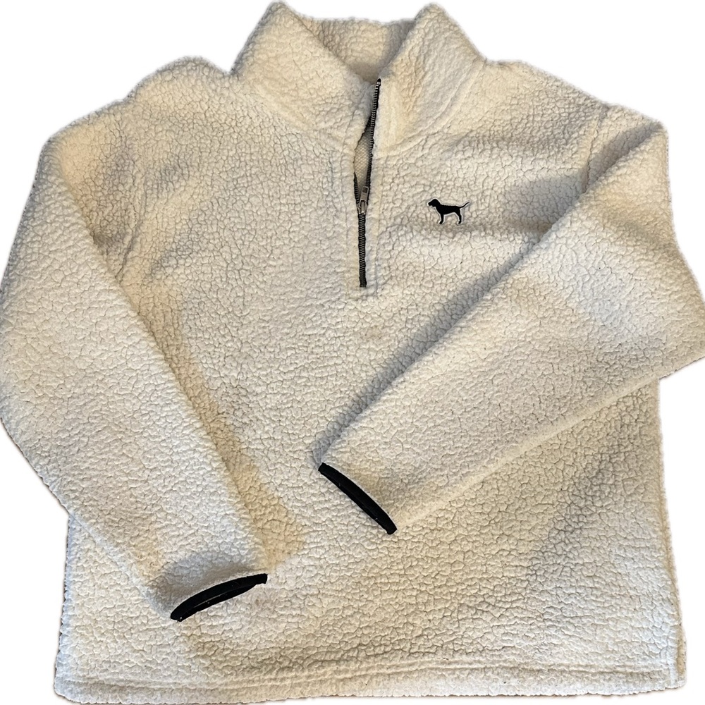 PINK / Victoria’s Secret Large Off White Sherpa Fleece Pullover EUC